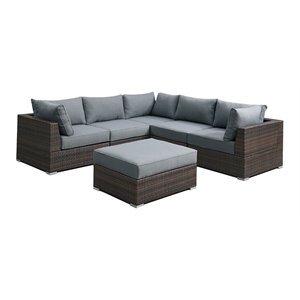 Infini Furnishings 6-piece 102&quotx102&quot Fabric Modular Patio Sectional - Gray/Brown