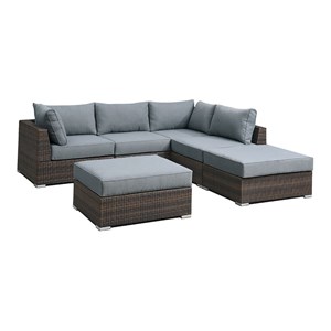 Infini Furnishings 6-piece 102&quotx96&quot Fabric Modular Patio Sectional in Gray/Brown
