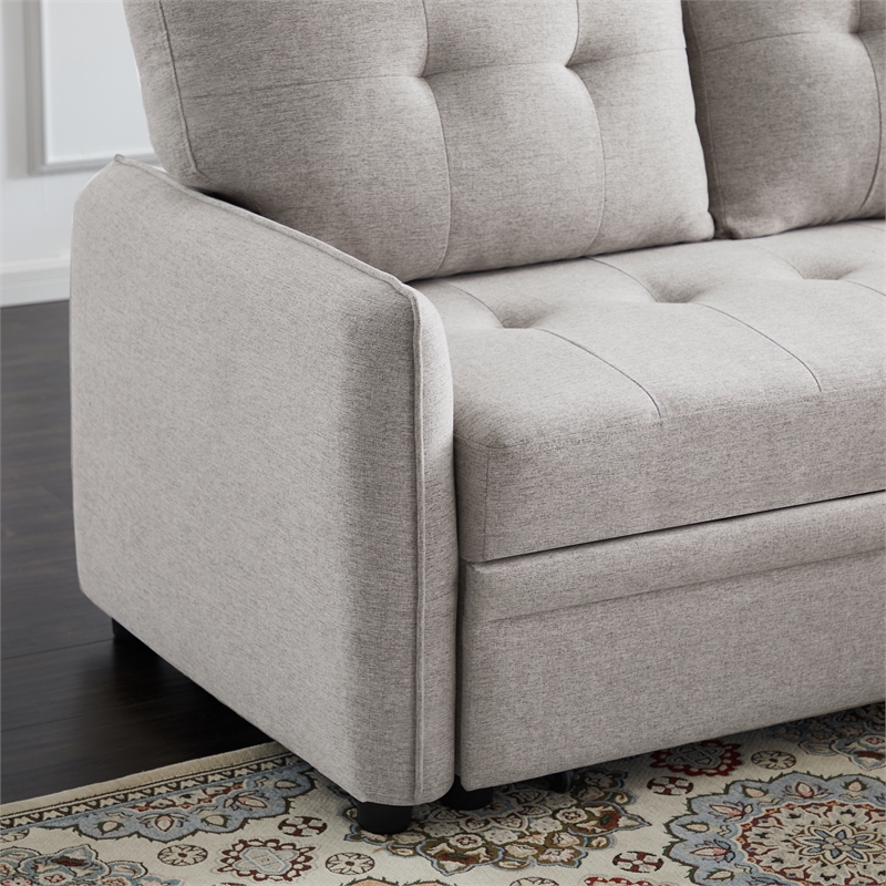 Infini Reversible Fabric Sleeper Sofa & Storage Chaise Set in Light Gray