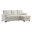 Infini Reversible Faux Leather Pocket Sleeper Sofa in White