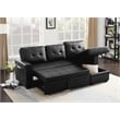 Reversible Faux Leather Pocket Sleeper Sofa in Black