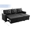 Reversible Faux Leather Pocket Sleeper Sofa in Black