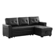 Reversible Faux Leather Pocket Sleeper Sofa in Black