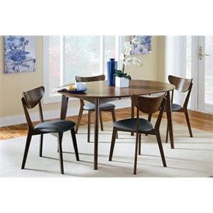 5 pieces Dining Room Set-Extendable Table with 4 Chairs in Dark Walnut and Black