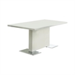 7 Pcs Dining Set T-shape Glossy White Dining Table with 6 Faux Leather Chairs
