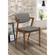 7 Pieces Wooden Dining Set-Wooden Dining Table with 6 Wooden Gray Fabric Chairs