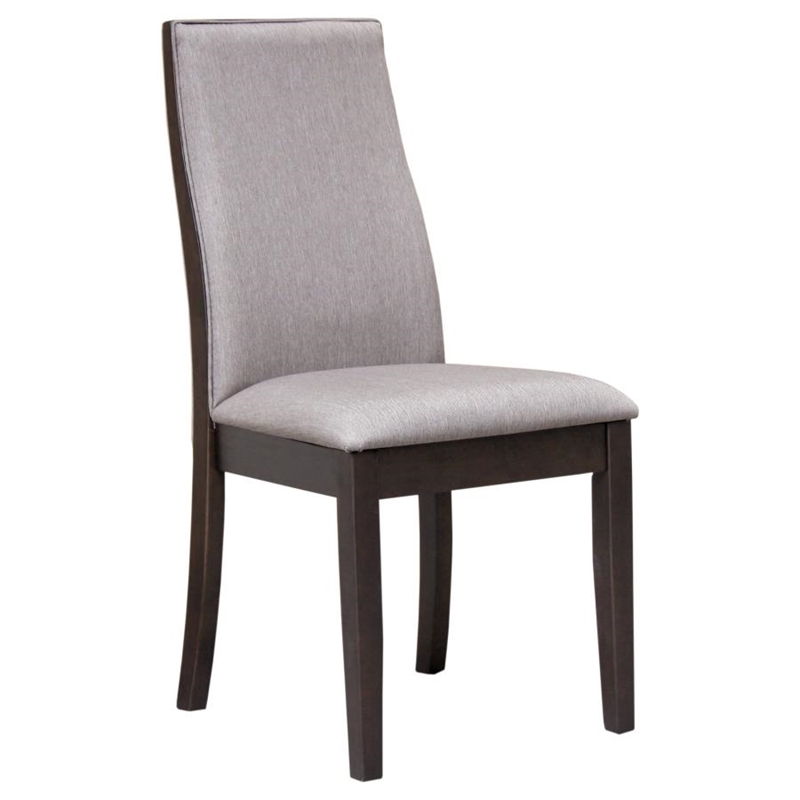 7 Pcs Set Extendable Leaf Dining Table with 6 Wooden Gray Fabric Chairs