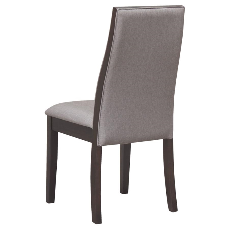7 Pcs Set Extendable Leaf Dining Table with 6 Wooden Gray Fabric Chairs