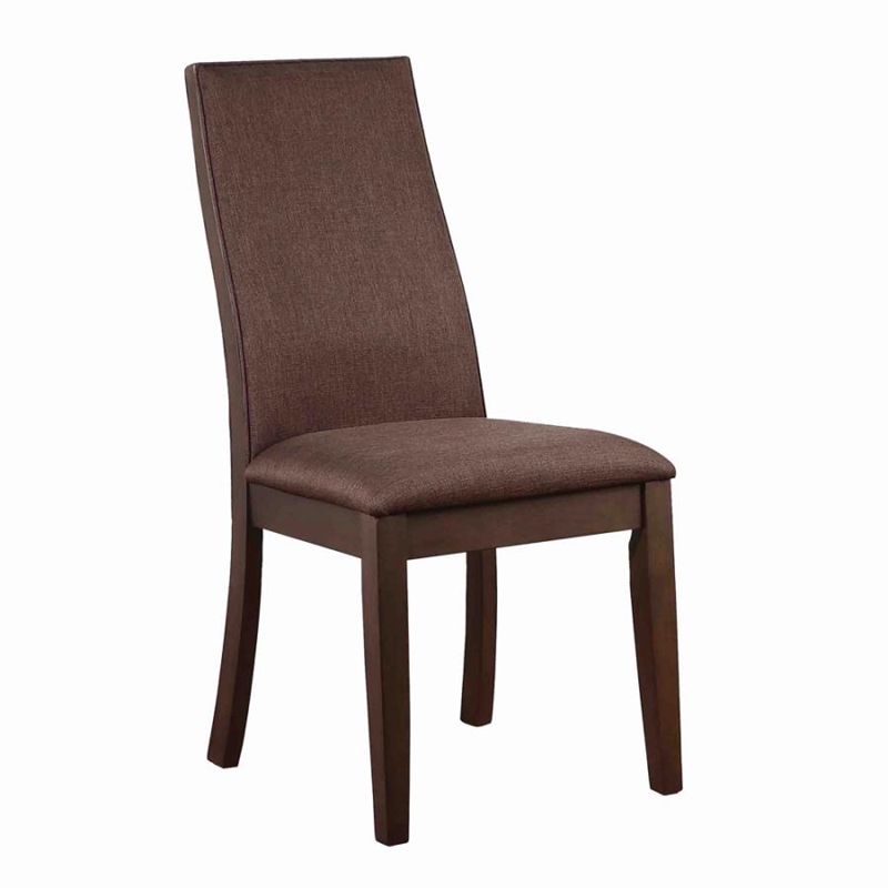 7 Pcs Set Extendable Leaf Dining Table with 6 Wooden Cocoa Fabric Chairs