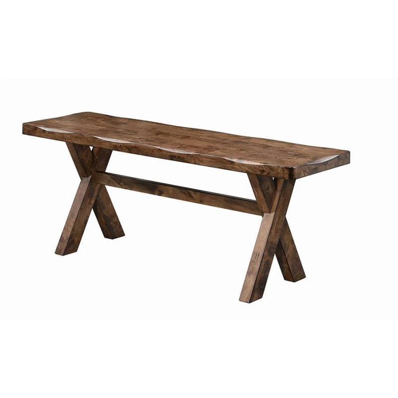 6 Pcs Wooden Dining Set - X-Shaped Dining Table and Bench with 4 Wood Chairs
