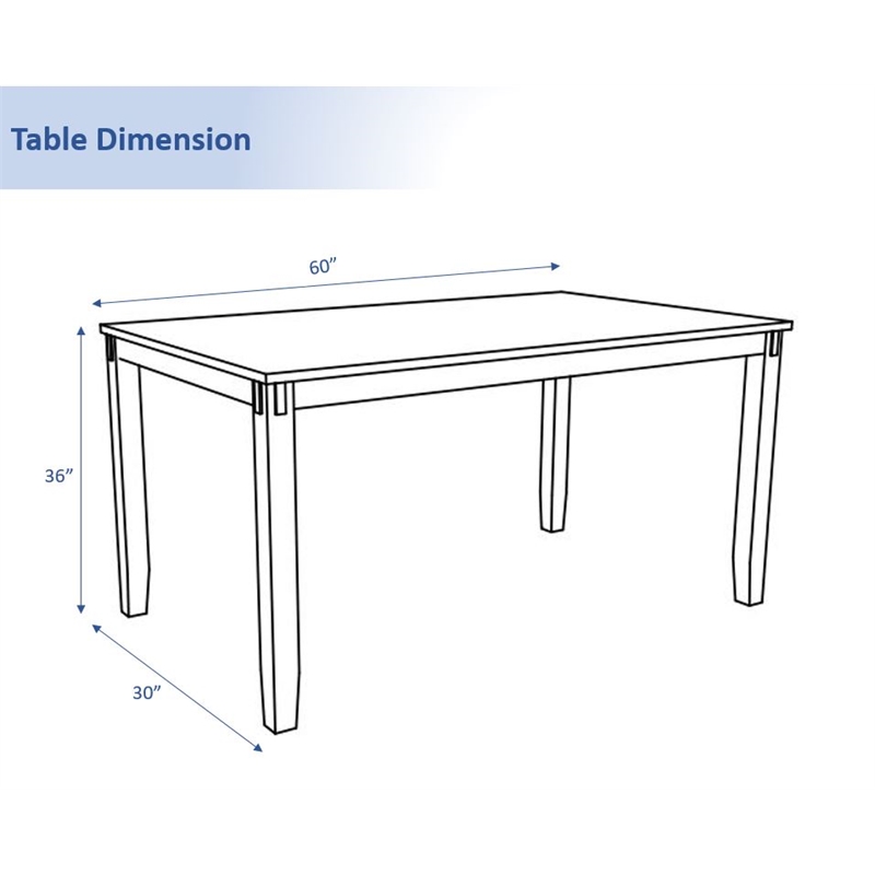 6 Pcs Wooden Set - Dining Table with 4 Chairs and Kitchen Bench in Grey Finish