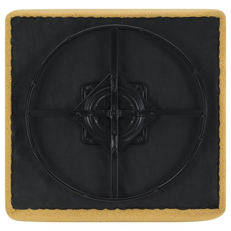 Sherpa Accent Teddy Fabric 360-degree Swivel Armless Chair in Mustard