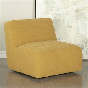 Sherpa Accent Teddy Fabric 360-degree Swivel Armless Chair in Mustard