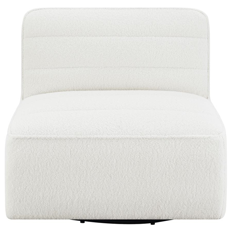 Sherpa Accent Teddy Fabric 360-degree Swivel Armless Chair in White