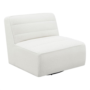 Sherpa Accent Teddy Fabric 360-degree Swivel Armless Chair in White