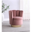 Barrel Accent Channeled Tufted Swivel Chair in Rose Velvet