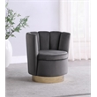Barrel Accent Channeled Tufted Swivel Chair in Gray Velvet