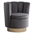 Barrel Accent Channeled Tufted Swivel Chair in Gray Velvet