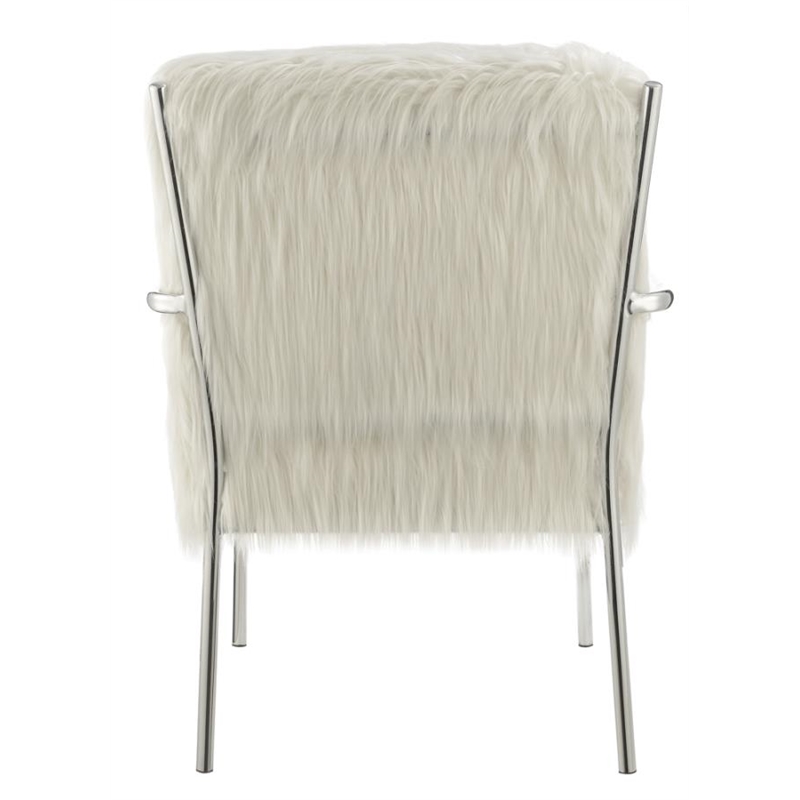 Faux Sheep-fur Upholstered Accent Chair with Metal Arm