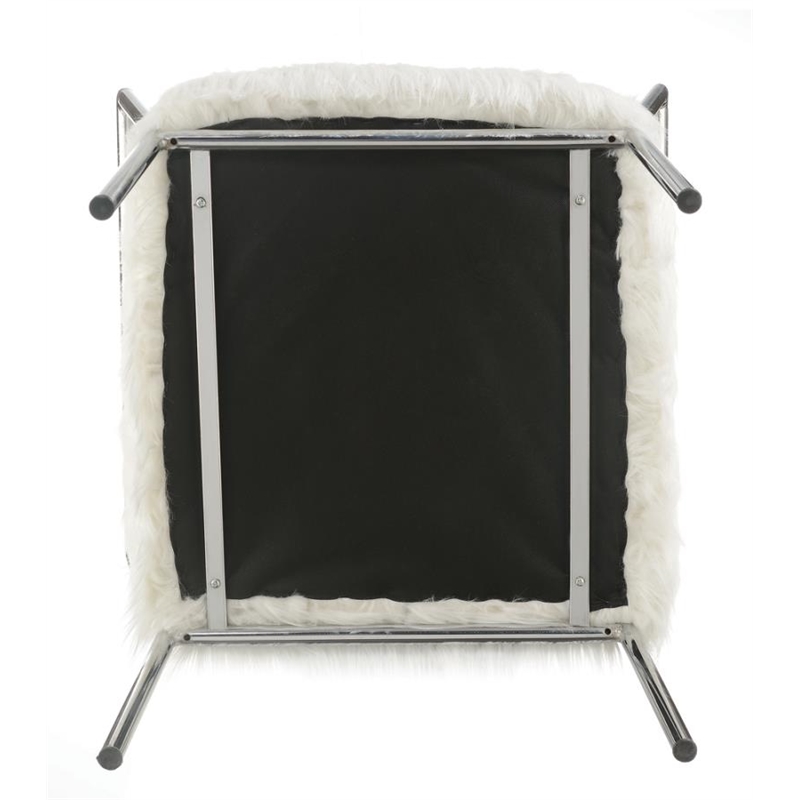 Faux Sheep-fur Upholstered Accent Chair with Metal Arm
