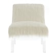 Faux Sheep-fur Upholstered Accent Chair with Clear Acrylic Legs Design