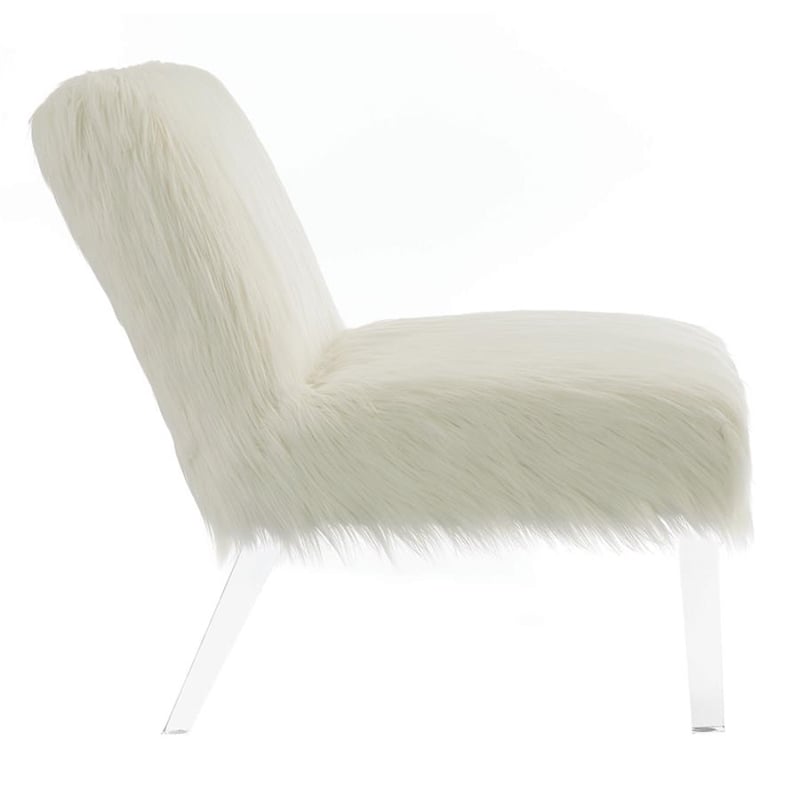 Faux Sheep-fur Upholstered Accent Chair with Clear Acrylic Legs Design