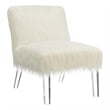 Faux Sheep-fur Upholstered Accent Chair with Clear Acrylic Legs Design