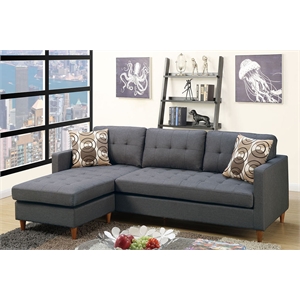 Reversible Sectional Sofa Couch for Apartment Living Room in Blue Gray