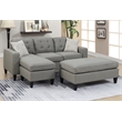 Sectional Sofa Couch with Reversible Chaise and Extra Large Ottoman in Gray
