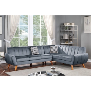 Infini Furnishings Right Hand Facing Sofa Sectional in Velvet Dark Gray