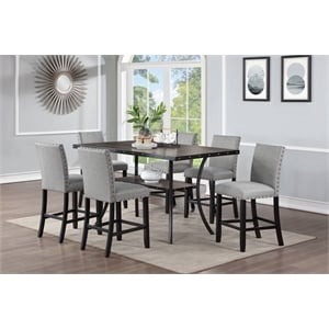 7 Pieces Casual Wooden Counter Height Dining Set- Dining Room Table and 6 Chairs