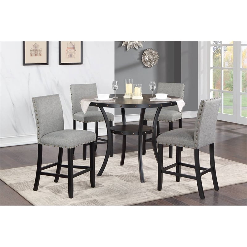 5 Pieces Counter Height Wooden Dining Set- Dining Table & 4 Kitchen Chairs