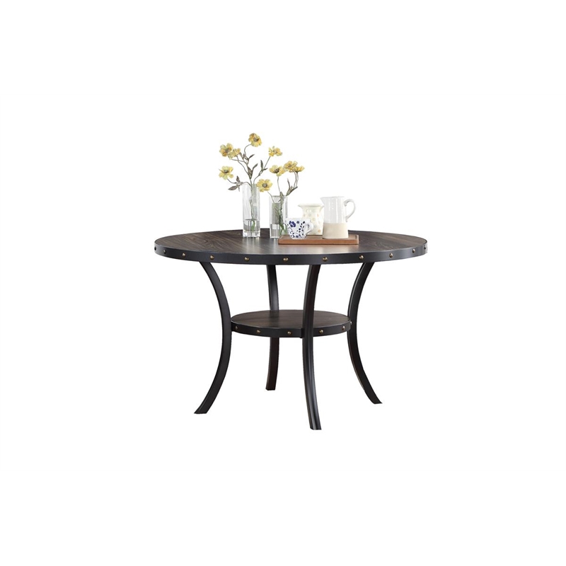 5 Pieces Casual Wooden Dining Set- Dining Room Round Table and 4 Kitchen Chairs