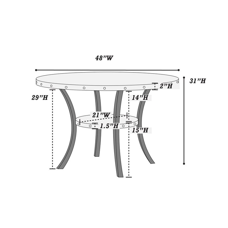 5 Pieces Casual Wooden Dining Set- Dining Room Round Table and 4 Kitchen Chairs