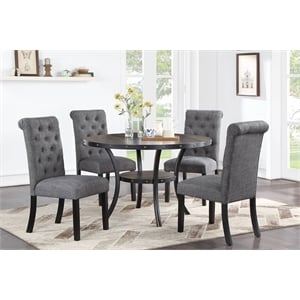 5 Pieces Casual Wooden Dining Set- Dining Room Round Table and 4 Kitchen Chairs