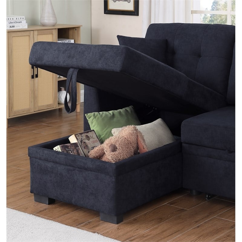 Reversible Sleeper Sectional Sofa with Storage Chaise and Pull Out Sleeper Bed