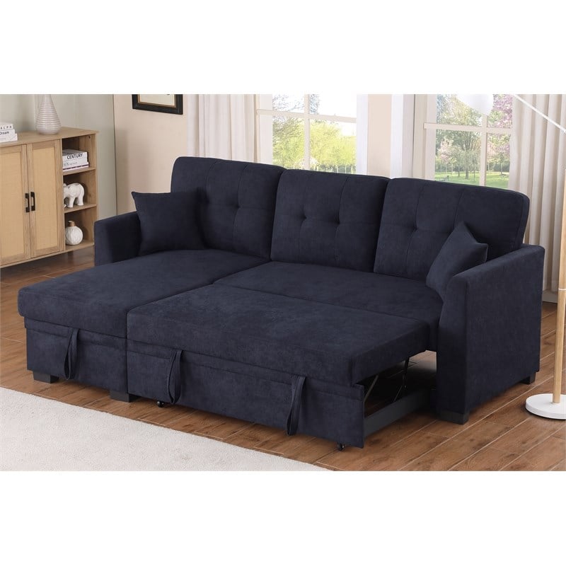 Reversible Sleeper Sectional Sofa with Storage Chaise and Pull Out Sleeper Bed