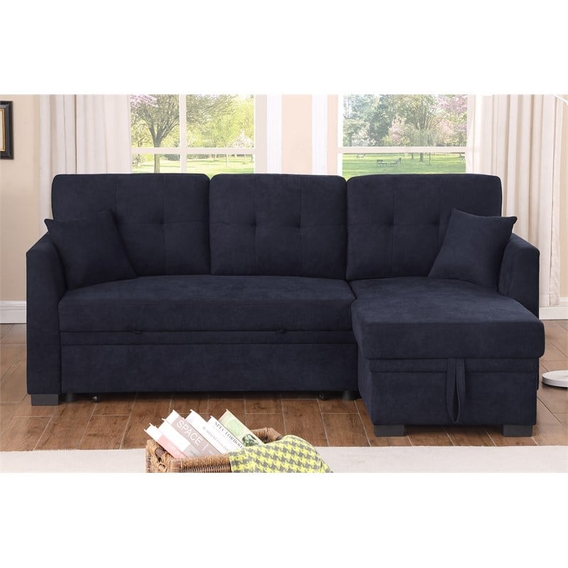 Reversible Sleeper Sectional Sofa with Storage Chaise and Pull Out Sleeper Bed