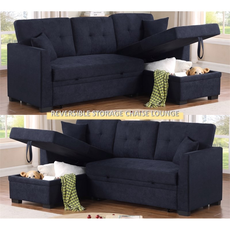Reversible Sleeper Sectional Sofa with Storage Chaise and Pull Out Sleeper Bed