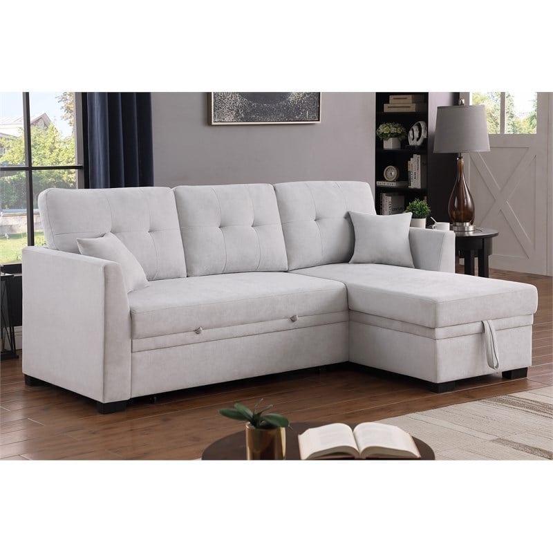 Reversible Sleeper Sectional Sofa with Storage Chaise and Pull Out Sleeper Bed