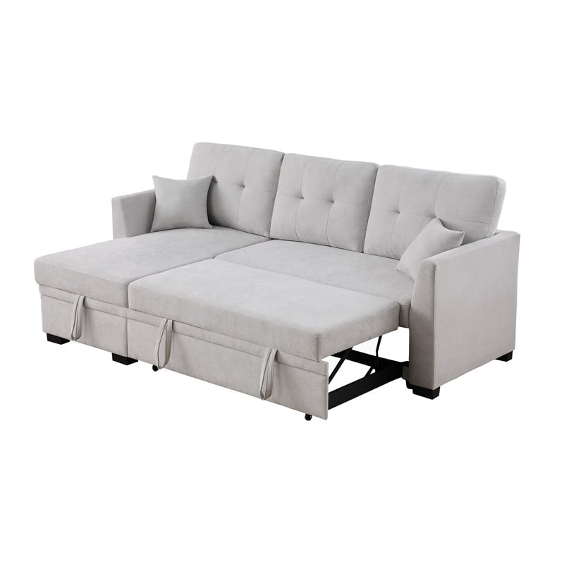 Reversible Sleeper Sectional Sofa with Storage Chaise and Pull Out Sleeper Bed