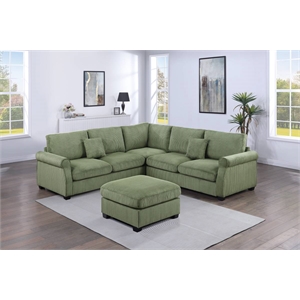 Corduroy Cloud Sectional Sofa with Ottoman