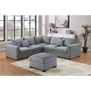 Corduroy Cloud Sectional Sofa with Ottoman