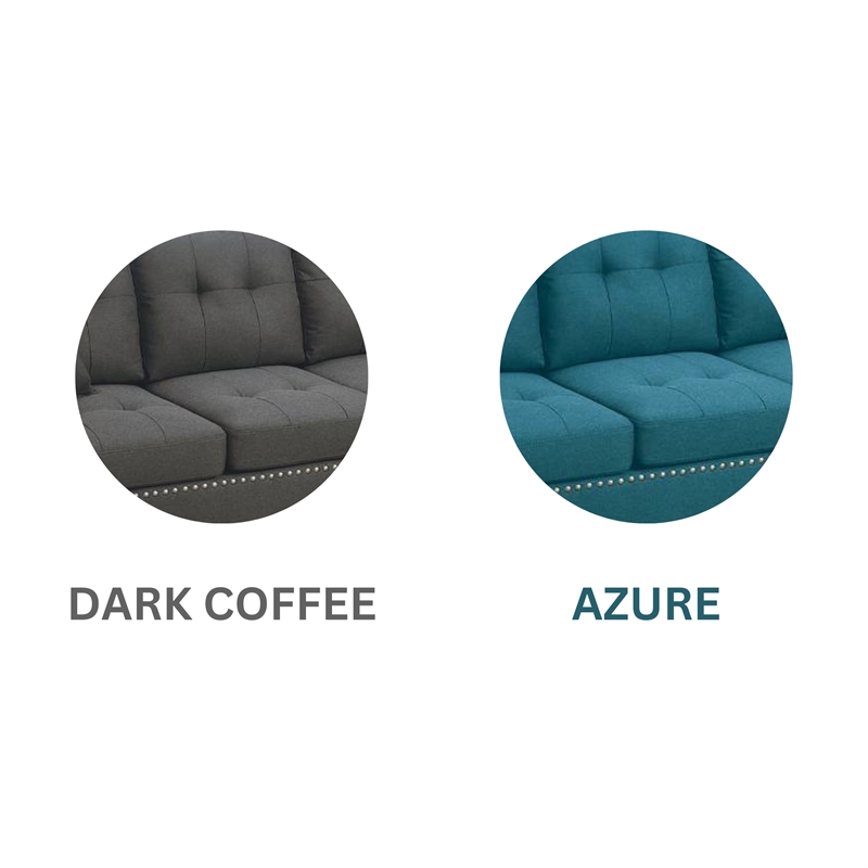 2-PC Sectional Sofa with Modern Nailheads Design-Dark Coffee