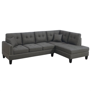2-PC Sectional Sofa with Modern Nailheads Design-Dark Coffee