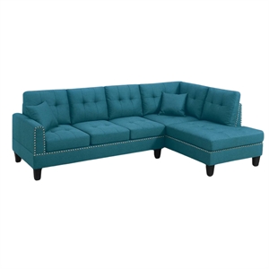 2-PC Sectional Sofa with Modern Nailheads Design-Azure