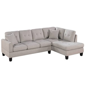 2-PC Sectional Sofa with Modern Nailheads Design-Mushroom