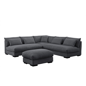 Corduroy 6 Seater Modern Sofa Couches with Ottoman