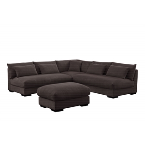 Corduroy 6 Seater Modern Sofa Couches with Ottoman