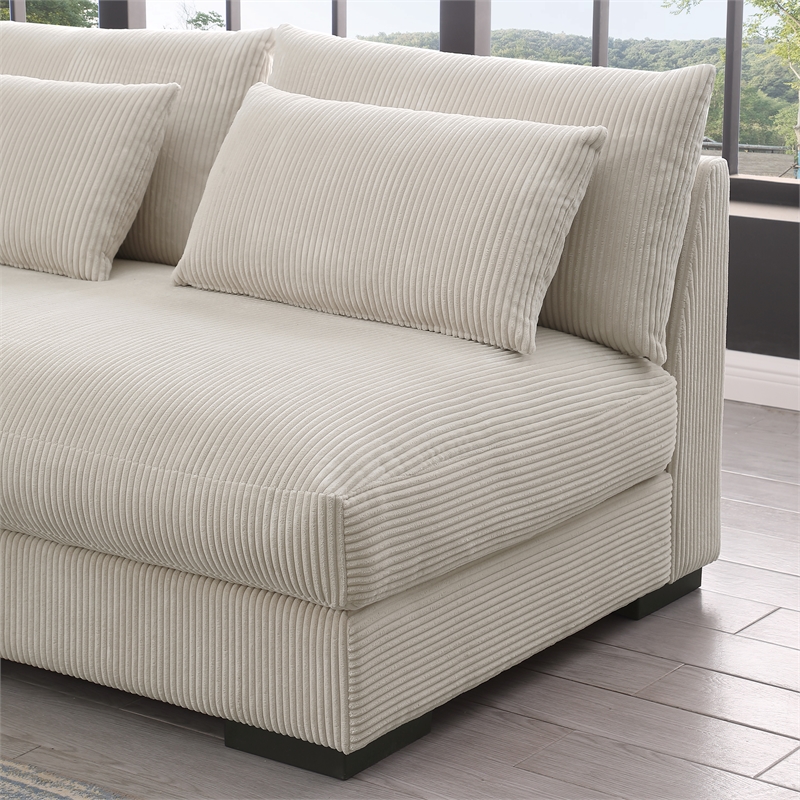 Corduroy 6 Seater Modern Sofa Couches with Ottoman